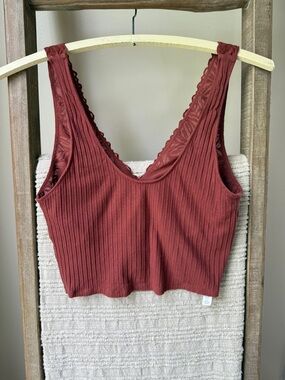 Aerie Ribbed Firework Lace Longline Bralette Size Small
